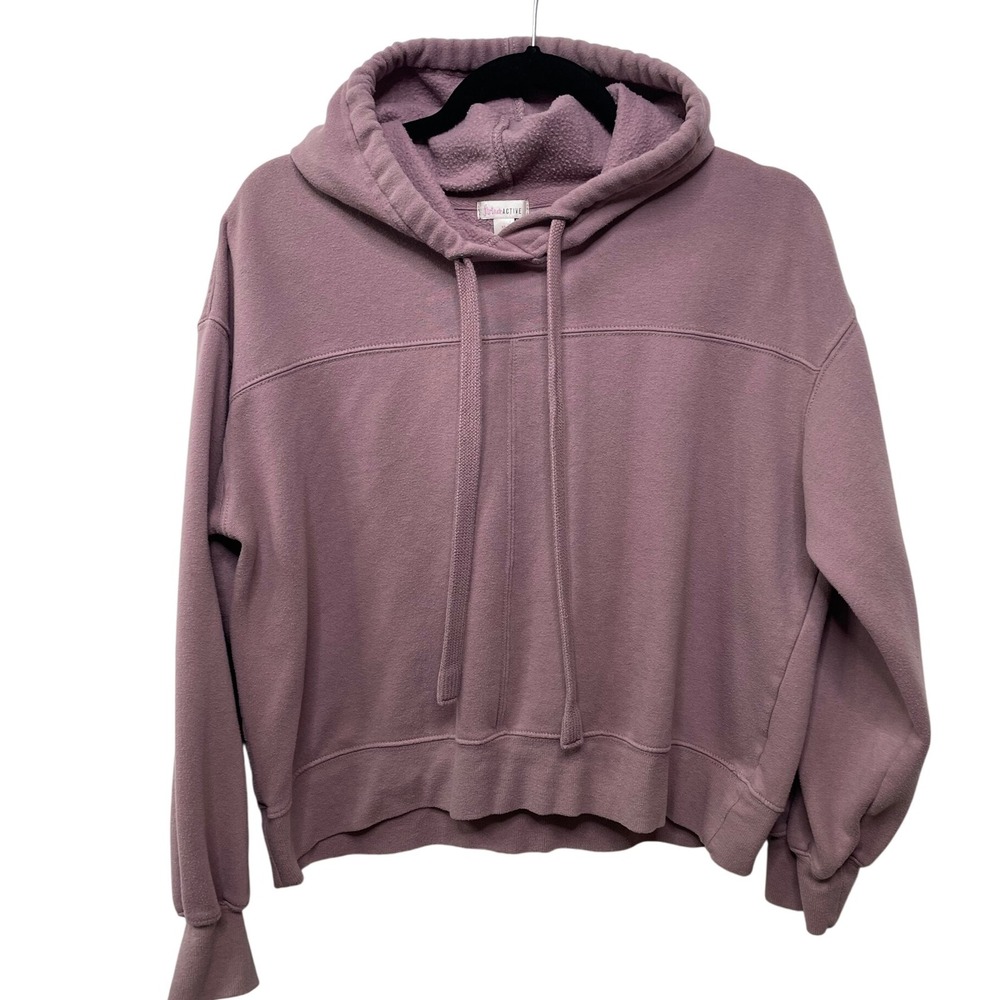 Flirtitude Active Pullover Hoodie Purple Drawstring Crop Top Boxy Lounge Cozy‎ M